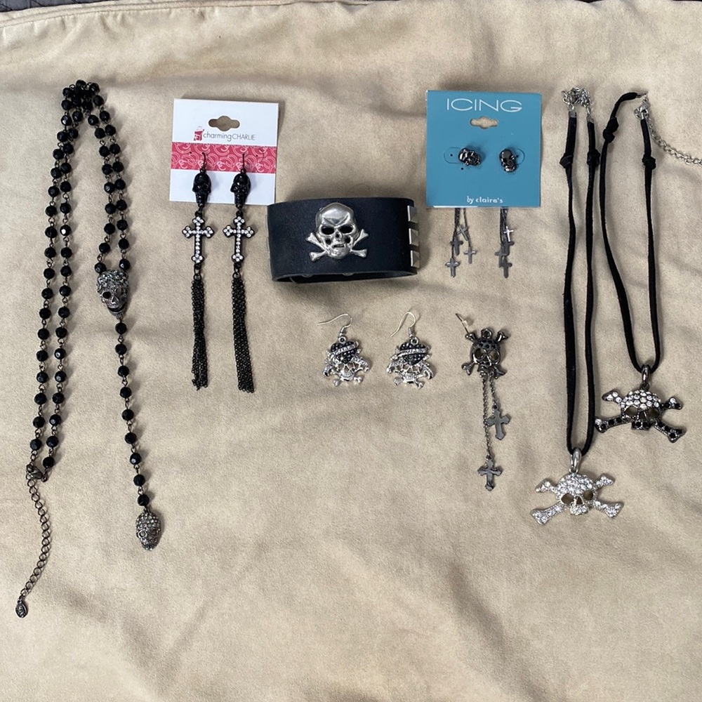 Rhinestone Skull Jewelry Bundle